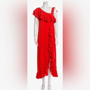 Ganni pullover dress with ruffle and tie detail- size 36/6/Small